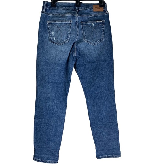 Calvin Klein New Distressed Mid Rise Boyfriend Jeans Size 27 Roll Up or Down - Picture 4 of 10